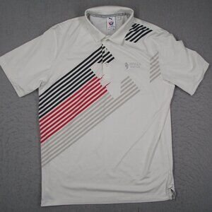 Puma Volition America Shirt Mens Medium White Golf Performance USA Short Sleeve